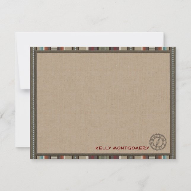 Lodge Style Personalised Flat Note Cards - Compass (Front)