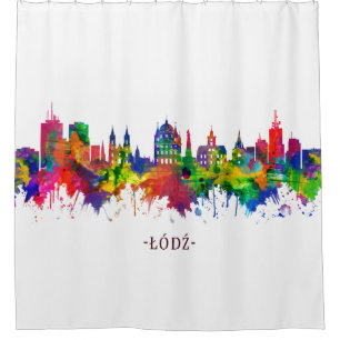 Lodz Poland Skyline Shower Curtain