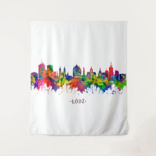 Lodz Poland Skyline Tapestry