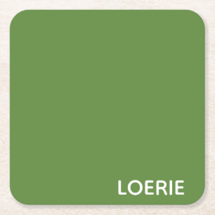 Loerie green colour name square paper coaster