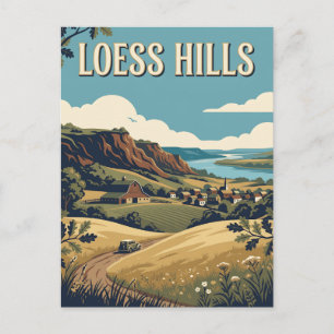 Loess Hills Iowa Prairie Retro Travel Poster Postcard