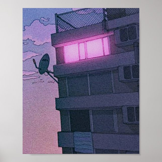 lofi aesthetic anime city  poster (Front)