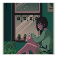 Lofi Anime Art Sad Girl Missing Someone 