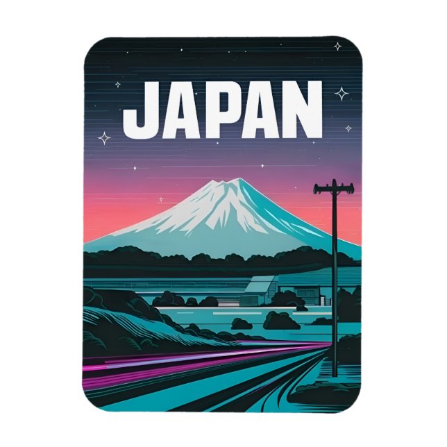 LoFi Vaporwave Retro 80s Japan Mount Fuji Magnet (Vertical)