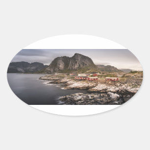 Lofoten Fishing Village Hamnoya Oval Sticker