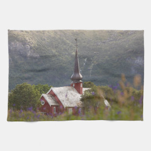 Lofoten Flakstad Church Tea Towel