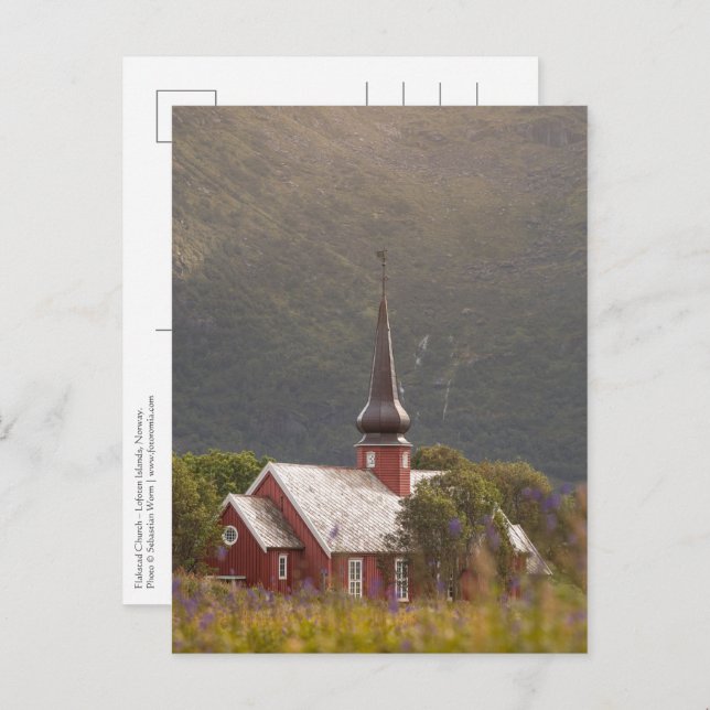 Lofoten Islands Flakstad Church Postcard (Front/Back)