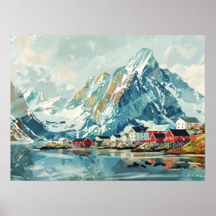 Lofoten Islands, Norway Retro Poster