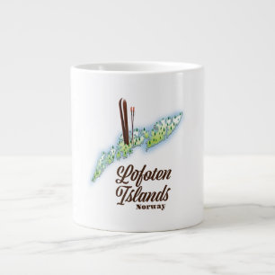 Lofoten islands, Norway ski poster. Large Coffee Mug