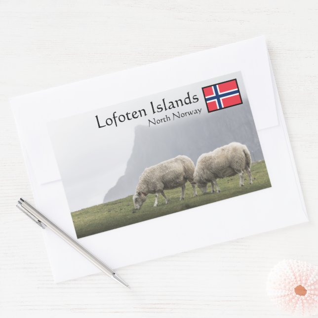 Lofoten Islands Sheep Rectangular Sticker (Envelope)