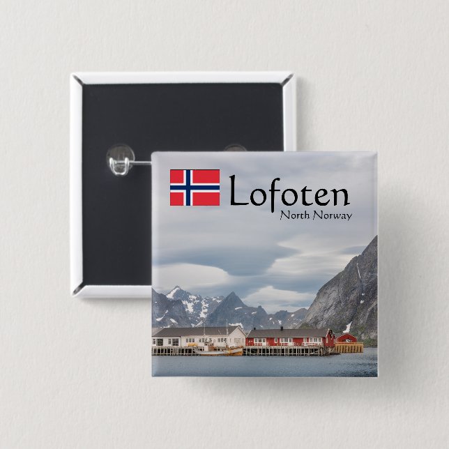 Lofoten Norway 15 Cm Square Badge (Front & Back)