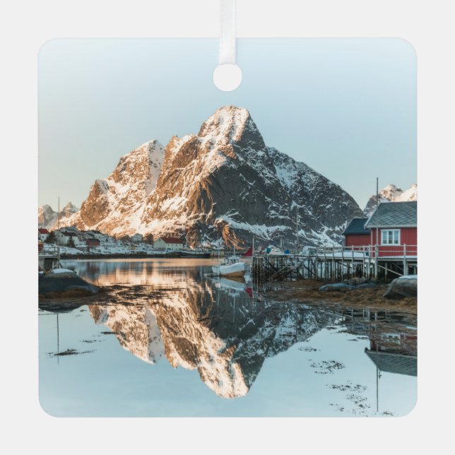 Lofoten Norway Landscape Photo Metal Tree Decoration (Front)