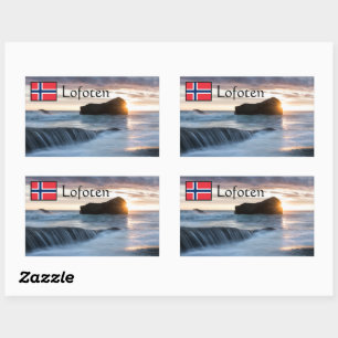 Lofoten Norway Midnight Sun Rectangular Sticker
