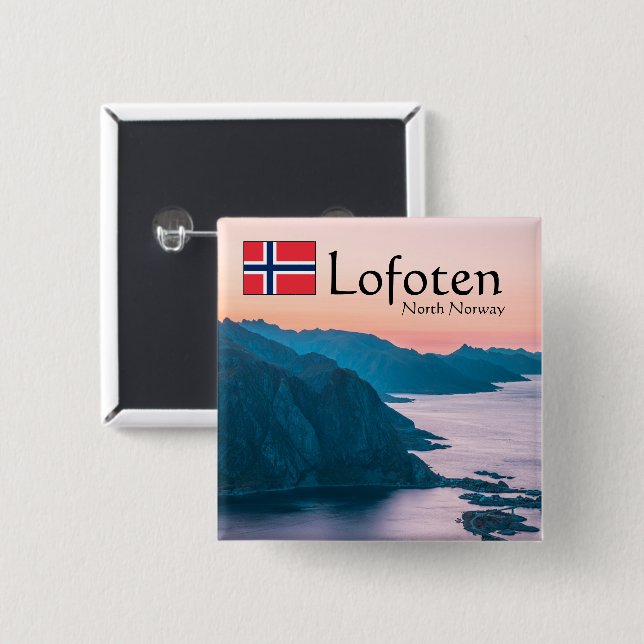 Lofoten Norway Souvenir 15 Cm Square Badge (Front & Back)