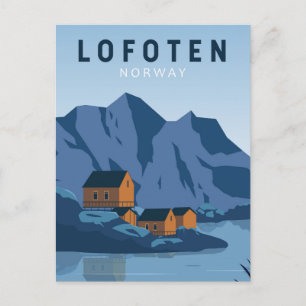 Lofoten Norway Travel Vintage Art Postcard