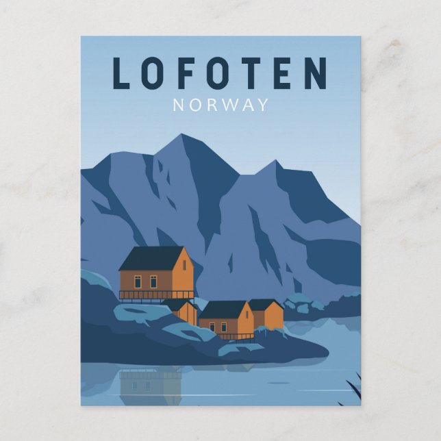 Lofoten Norway Travel Vintage Art Postcard (Front)