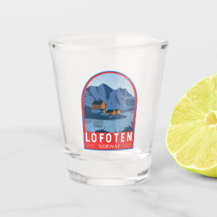 Lofoten Norway Travel Vintage Art Shot Glass