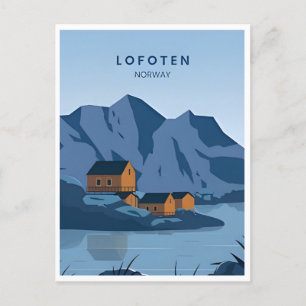 Lofoten Norway vintage travel winter europe Postcard
