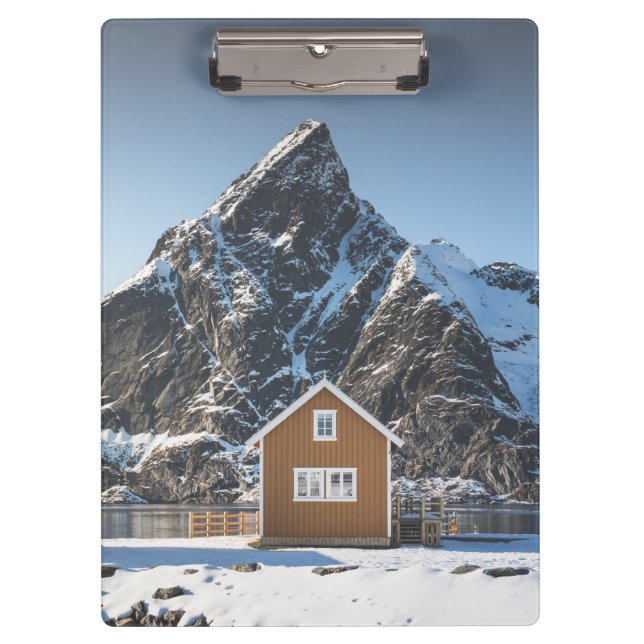 Lofoten Norway Yellow Cabin Clipboard (Front)