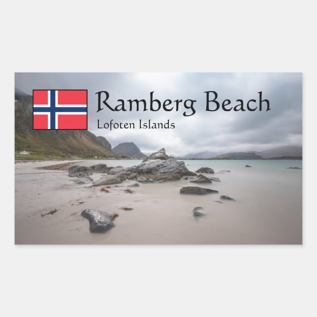 Lofoten Ramberg Beach Rectangular Sticker (Front)