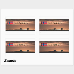 Lofoten Sunset Sheep Nature Photo Rectangular Sticker