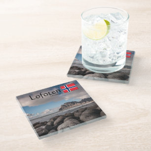 Lofoten Uttakleiv Souvenir Glass Coaster