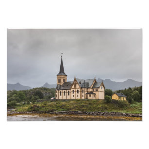 Lofoten Vågan Church Travel Photo Print