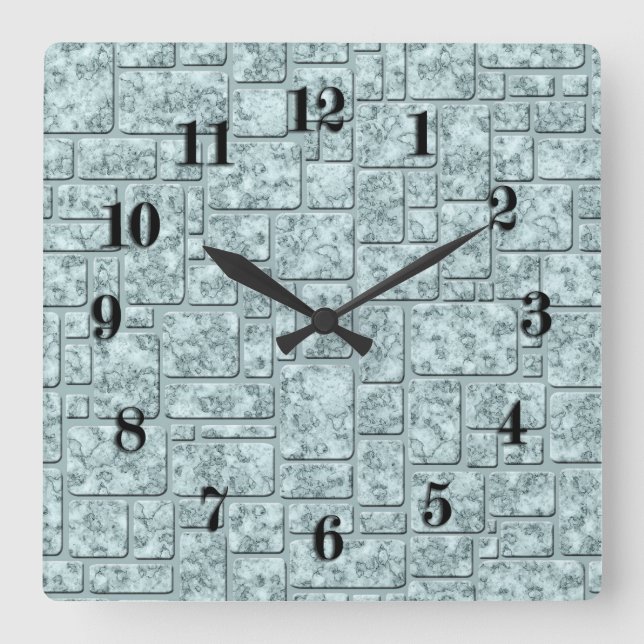 Loft, grey-blue square wall clock (Front)