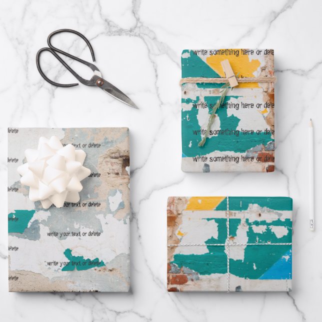 Loft style old painted brick wall  wrapping paper sheet (Front)