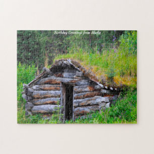 Log Cabin Alaska. Jigsaw Puzzle