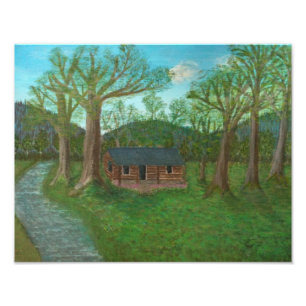 Log Cabin and Trees Photo Print