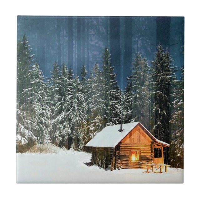 Log Cabin Ceramic Tile (Front)