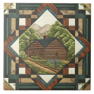 Log Cabin Ceramic Tile
