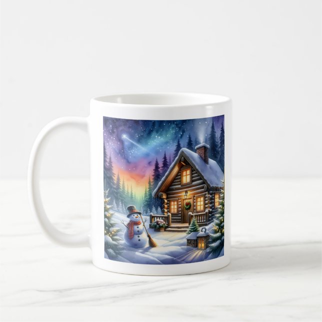 Log Cabin - Christmas Coffee Mug (Left)