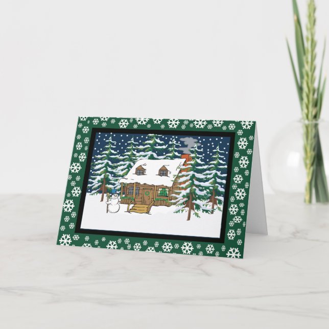 log cabin christmas holiday card (Front)