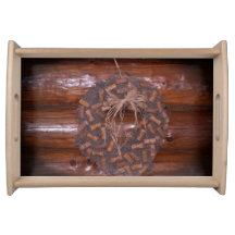 Log Cabin Cork Wreath Serving Tray