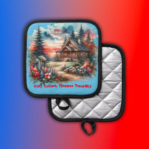 Log Cabin Cosy Corners, Timeless Tranquillity   Pot Holder