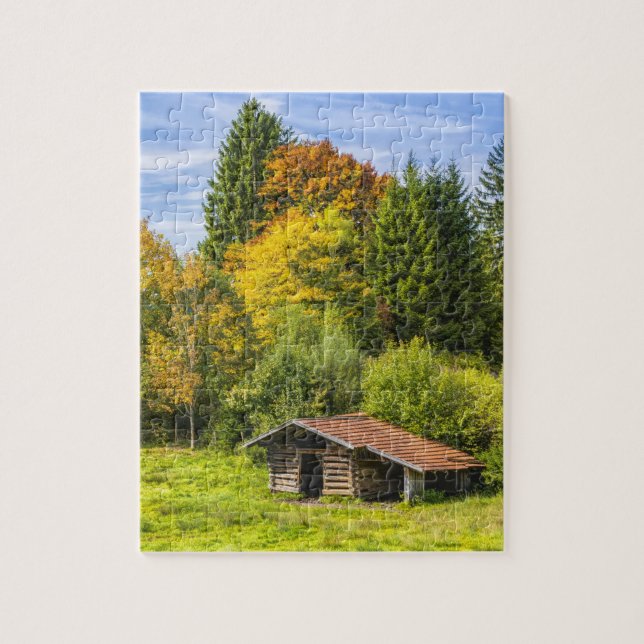 Log Cabin Cottage in the Mountains Jigsaw Puzzle (Vertical)