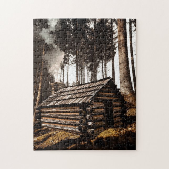 LOG CABIN HOUSE IN WOODS JIGSAW PUZZLE (Vertical)