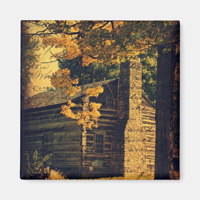 Log Cabin in Autumn Magnet (Front)