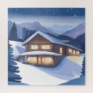 Log Cabin in the Mountains Jigsaw Puzzle