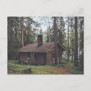 Log cabin in the woods postcards