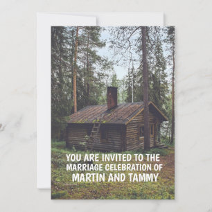 LOG CABIN IN THE WOODS WEDDING INVITATIONS