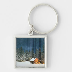 Log Cabin Key Ring