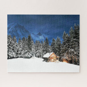 Log Cabin Mountain View Jigsaw Puzzle