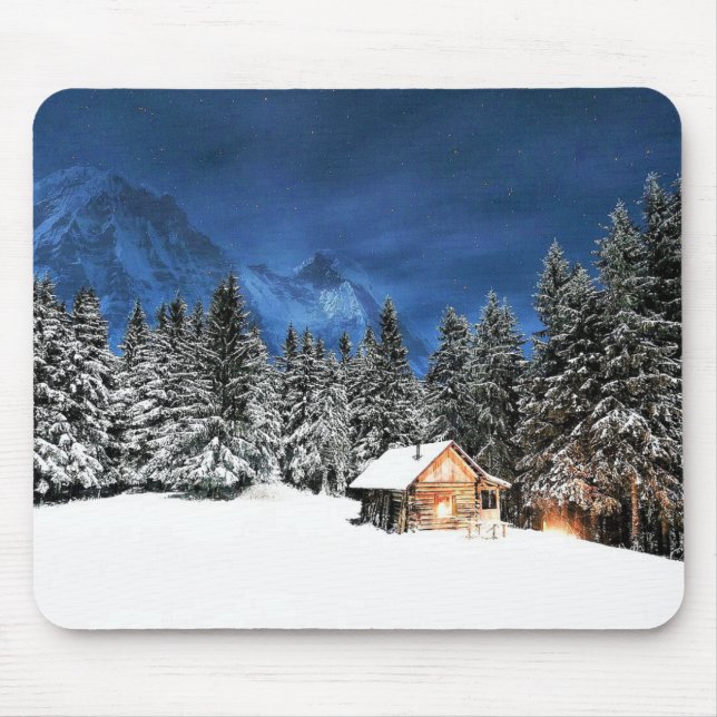 Log Cabin Mountain View Mouse Pad (Front)