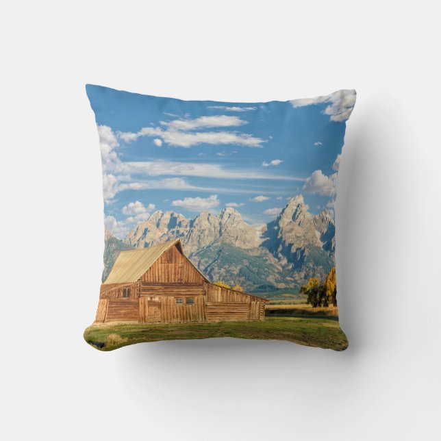 Log Cabin Near Mountain Range Cushion (Front)
