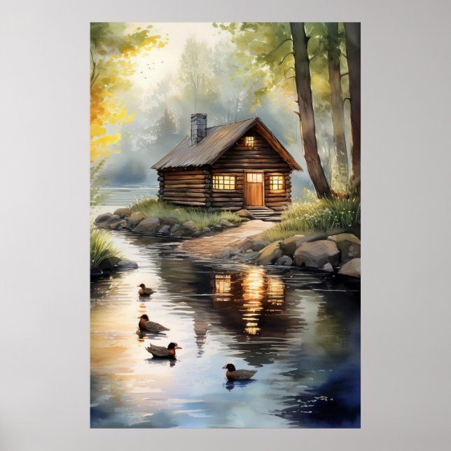 Log Cabin on River 2 Poster (Front)