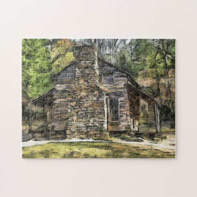 LOG CABIN PAINTING JIGSAW PUZZLE (Horizontal)