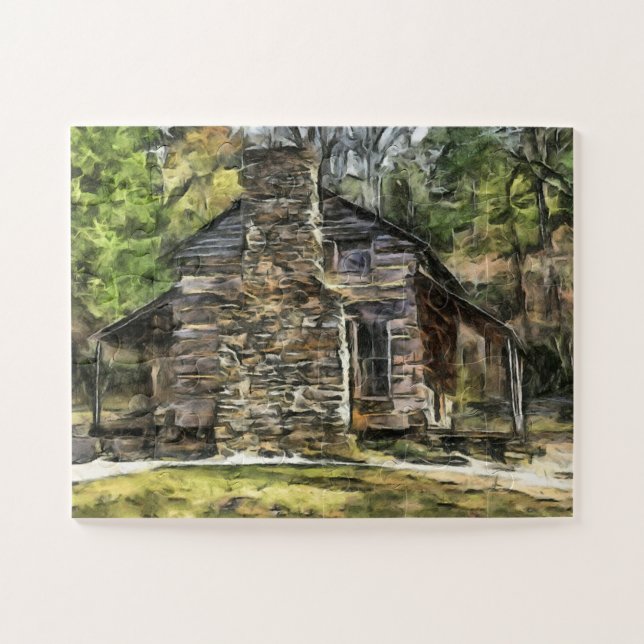 LOG CABIN PAINTING JIGSAW PUZZLE EASY (Horizontal)